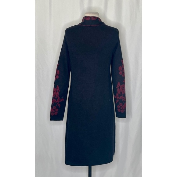 MAXSPORT Black Red Floral Duster Cardigan Sweater Wool Max Sport Knitwear Medium - Picture 7 of 11